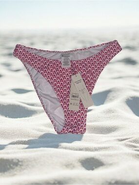 Pink Orange White Geometric Bikini Bottom Bathing Swim Women’s M (8-10)